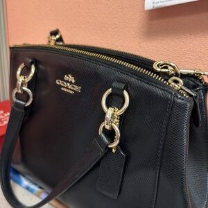 Coach Black Leather Satchel crossbody with Gold Hardware